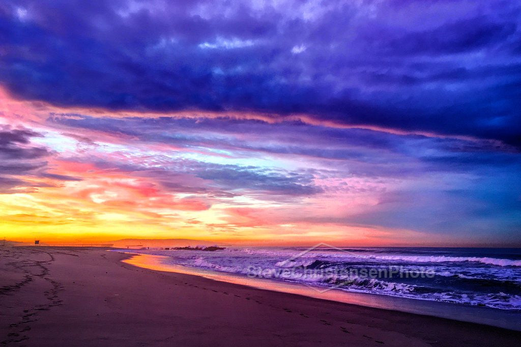 Breakwater Sunrise - Metal Print by Steve Christensen Photo