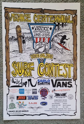 Venice SURF-A-THON 2005 Surf Contest poster 18"x 12"