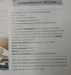 Drop Zone LA Surf Magazine - Nov 2014 - Jay Adams "Triple Firing" Tribute & Paddleout