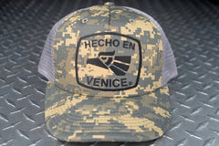 HECHO EN VENICE CAMO TRUCKER HAT